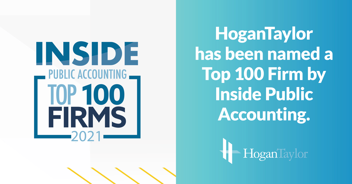 HoganTaylor Recognized as Top 100 Firm by INSIDE Public Accounting